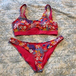 Bingo surf Pink Floral Two-Piece Bikini Set SZ XL